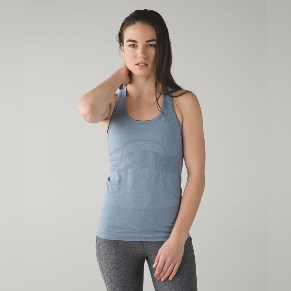 Lululemon Swiftly Tech Racerback Tank Top Heathered Blue Denim Size 4